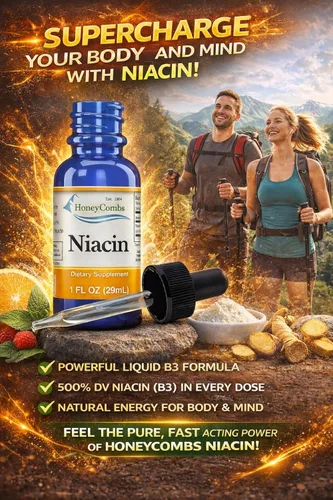 Vista 5 de HoneyCombs Vitamina B3 Niacina Líquida 500% DV Niacinamida B3 Suplemento Sublingual Complejo B Vitamina - Hecho en Estados Unidos - Niacina Vitamina