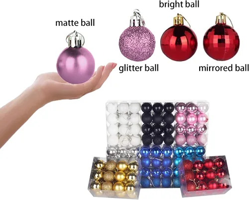 Vista 6 de Esferas colgantes para árbol de Navidad, 24 adornos irrompibles, plástico de 1.6 pulgadas, irrompible, Navidad, boda, fiesta, vacaciones, Negro