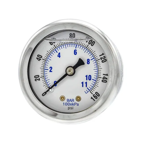 Vista 8 de PIC Gauges 202L-204M Medidor de presión relleno de glicerina con carcasa SS/bisel, internos de latón, lente de PC, dial de 2 pulgadas, rango