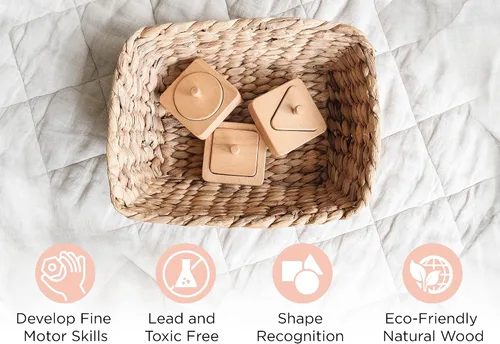 Vista 5 de Montessori - Rompecabezas para bebés de 1 año - Primer rompecabezas del bebé - Rompecabezas de madera con perilla para bebés y niños pequeños