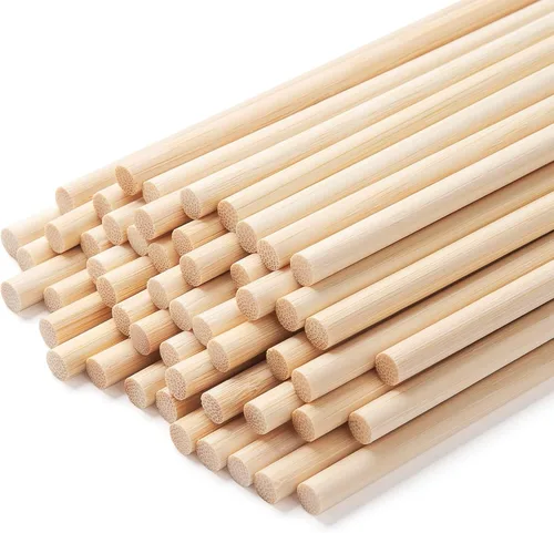 Vista 11 de Clavijas de madera para manualidades, 10 varillas de madera de 1/2 x 12 pulgadas, varillas de bambú redondas naturales para manualidades, tacos