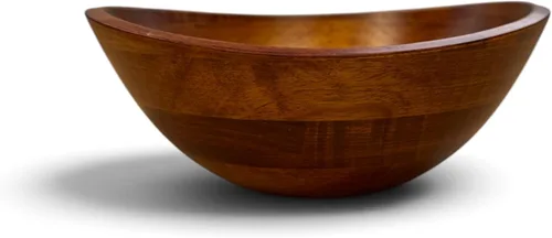 Vista 5 de Lipper International - Cuenco con borde ondulado de madera de caucho con acabado de cereza para frutas, ensaladas o palomitas de maíz, pequeño, 7.5