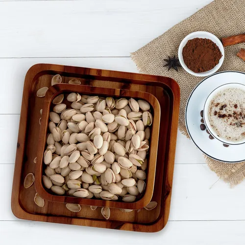 Vista 6 de FANATU Tazón de aperitivos de madera con almacenamiento de cáscara, cuenco de nueces con soporte doble para semillas de girasol, cacahuetes