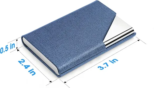Vista 8 de MaxGear Tarjetero de visita portatarjetas de metal para mujeres y hombres cartera delgada de piel sintética y acero inoxidable bolsillo
