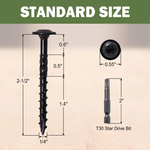 Vista 3 de LIONMAX Tornillos de retraso de 2-1/2 pulgadas, tornillo de madera estructural #14 x 2-1/2, 50 tornillos de construcción resistentes, resistentes a