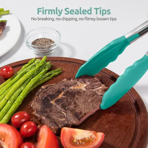 Vista 9 de Pinza de cocina resistente al calor de 600ºF: pinza de cocina de silicona U-Taste de 7 pulgadas con puntas de goma antiadherentes selladas firmes
