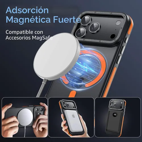 Vista 2 de Funda para iPhone 17 Pro Max con protector de lente de cámara [protección de grado militar de 10 pies] compatible con MagSafe a prueba de golpes