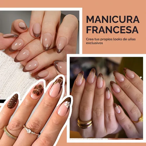Vista 4 de Modelones Herramienta de punta francesa: 6 piezas de sellos de uñas francesas, kit de manicura francesa adecuado para bricolaje junto con esmalte