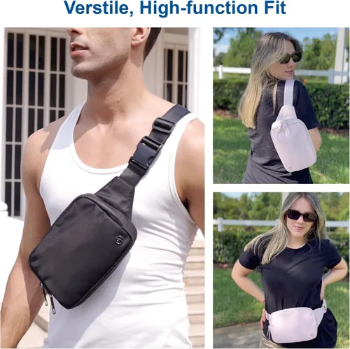 Vista 3 de Pander Riñonera grande de nailon de 2 litros, para mujeres y hombres con correa ajustable