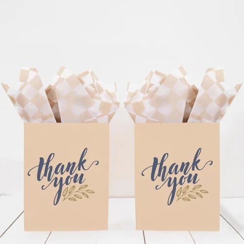 Vista 7 de Whaline 100 hojas de papel de seda a cuadros, papel de regalo de tablero de ajedrez beige y blanco, papel decorativo para cumpleaños, baby shower