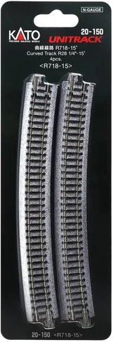 Vista 4 de Kato USA Model Train Products Unitrack, 28.268 in (28 1/4") Radius 15 grados Curve Track (4 piezas)