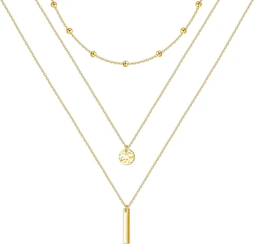 Vista 17 de DAOCHONG Collar con colgante de cadena larga triple multicapa de plata esterlina S925 para mujer