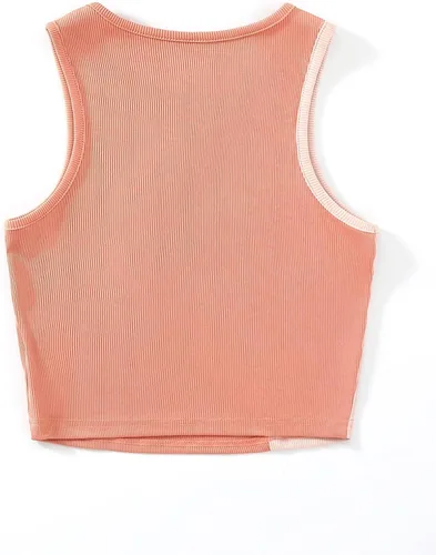 Vista 4 de SweatyRocks Camiseta sin mangas de punto acanalado de verano para mujer Rosa pálido
