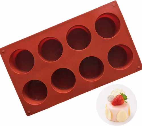 Vista 4 de ECHODONE Molde de silicona cilíndrica redonda de 8 cavidades, molde de silicona hecho a mano para pasteles, pan, magdalenas, tartas de queso, pan