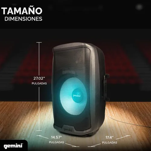 Vista 8 de Gemini Altavoz y soporte PA de 15", 1000 vatios, luces LED