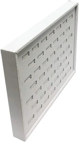 Vista 3 de DBM IMPORTS Bandeja de anillo de piel sintética blanca de 46 anillos, 10 '' x 7-12