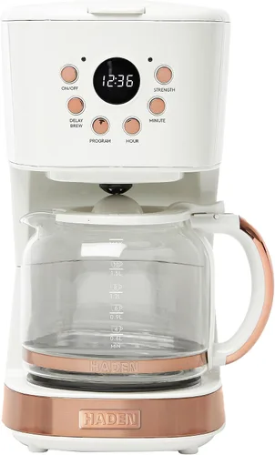 Vista 10 de Máquina de Café Haden, Cafetera de Goteo Programable de 12 Tazas con Función de Apagado Automático y Filtro de Agua Reutilizable Lavable, Negro