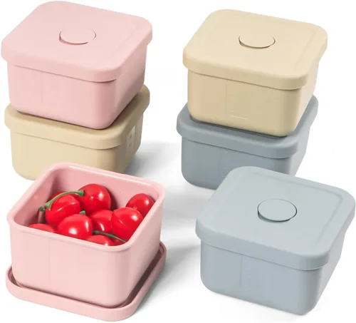 Vista 8 de 3 recipientes de silicona para almacenamiento de alimentos con tapas, sin BPA, reutilizables, de silicona, para congelador, congelador, lavavajillas