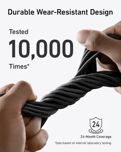 Vista 4 de Anker Cable USB C, carga rápida de 240 W, USB 2.0 (10 pies, negro fantasma)
