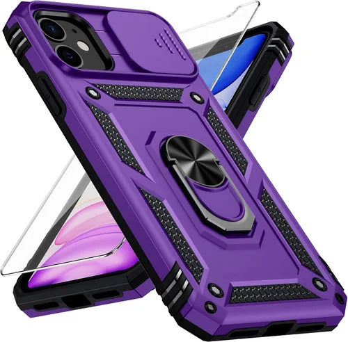 Vista 18 de Funda para iPhone 11 Pro con cubierta para lente de cámara, protector de pantalla HD, protección contra caídas de grado militar de 10 pies, soporte