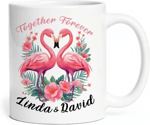 Vista 12 de Taza de flamenco personalizada 2023, Flock Of Flamingo Mug para cumpleaños de los amantes del flamenco, taza de café personalizada de flamenco