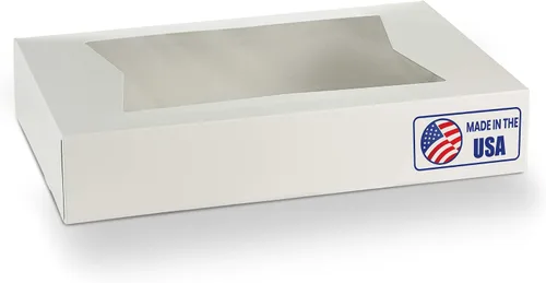 Vista 10 de MT Products Cajas de panadería blancas de 12 x 8 x 2.25 pulgadas con ventana (paquete de 5) – Cajas de cartón desplegables automáticas para fresas