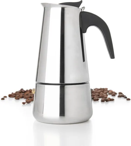 Vista 10 de Mixpresso Cafetera Espresso Greca Negra para Estufa de 6 Tazas 300ml/10oz, Olla Moka con Diseño de Percolador de Café, Cafetera de Acero Inoxidable