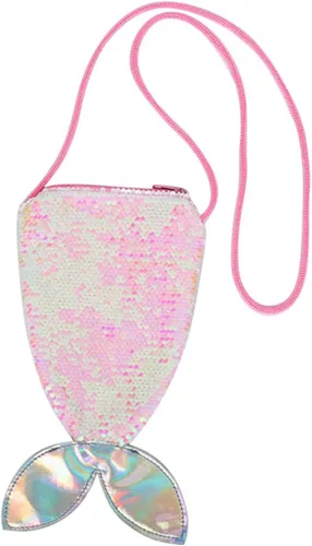 Vista 8 de SHERCHPRY o pescado portátil adorable bolsa chica azul diseño brillante cola hombro sirena niños monedero teléfono almacenamiento lentejuelas