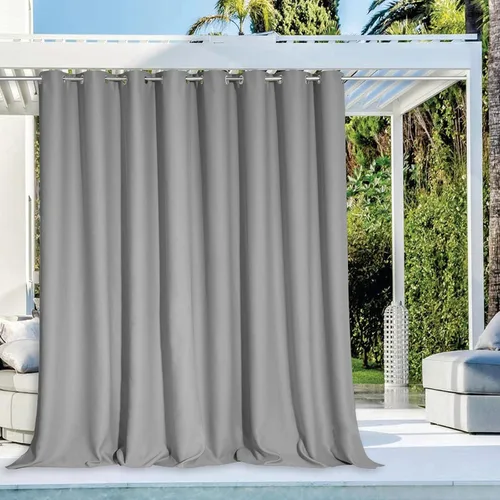 Vista 104 de NICETOWN Cortina para Exteriores para Patio Impermeable de 84 Pulgadas de Ancho, Aislamiento Térmico con Ojales Antioxidantes Bloqueo UV Cortina