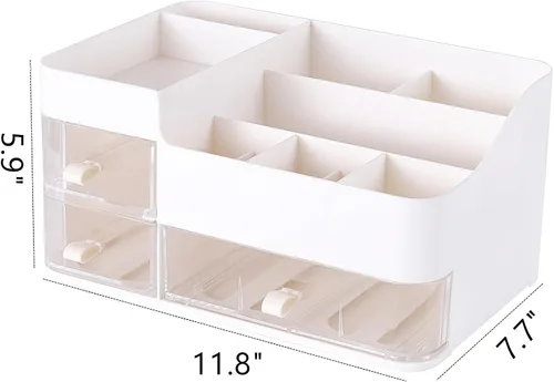 Vista 2 de KLGO Organizador de maquillaje y almacenamiento de cosméticos con 3 cajones transparentes, organizador de cuidado de la piel para baño, soporte