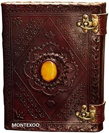 Vista 5 de Montexoo - Diario grande vintage de 8 pulgadas con encuadernado de cuero y cerradura para hombres y mujeres, diario de viaje