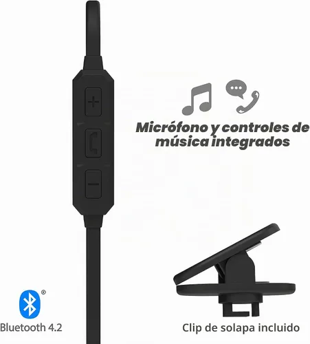 Vista 2 de Scosche BT102 Auriculares inalámbricos Bluetooth recargables con micrófono en línea, botones de control de música y almohadillas aislantes de ruido