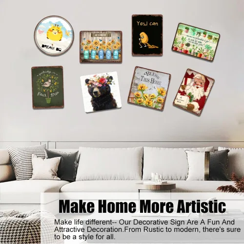 Vista 5 de Divertida decoración de oso para baño y bañera, letrero de metal para decoración de pared, oso para amantes de las mascotas, regalo de granja