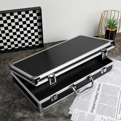 Vista 7 de DOITOOL Caja de herramientas de aleación de aluminio, estuche de herramientas portátil de gran capacidad con asa y cierre de seguridad para Negro