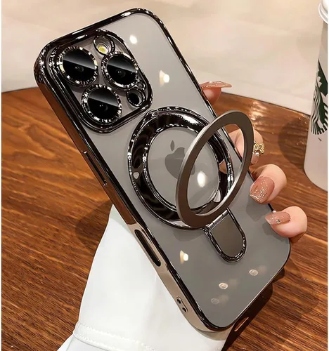 Vista 12 de Funda transparente con soporte magnético invisible para iPhone 14 Pro con protector de lente de cámara incorporado Compatible con MagSafe, cubierta