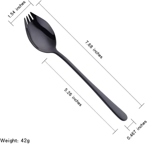 Vista 7 de Buyer Star Sporks - Juego de 6 tenedores de acero inoxidable 18/8 para uso diario en el hogar, 7.6 pulgadas, 1.6 onzas, cuchara para helado