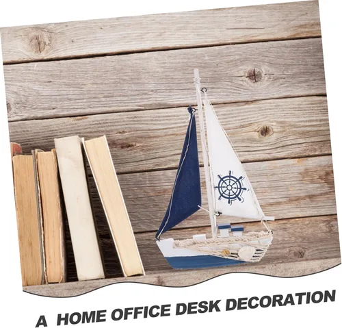 Vista 2 de ARTIBETTER Decoración Vela Adornment Escritorio Velero Ornamento Estilo Náutico Velero Modelo Mediterráneo Náutico Barco Modelo LED Madera Oficina