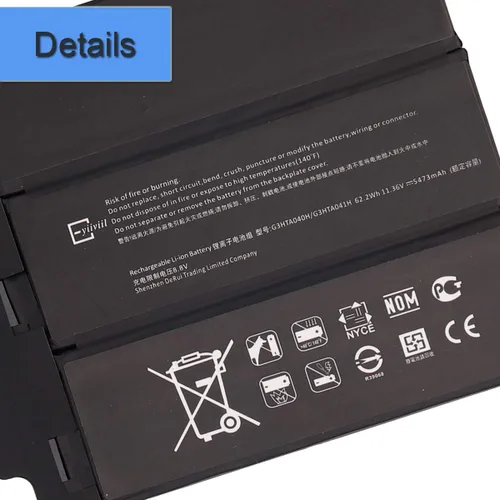 Vista 3 de Batería de teclado G3HTA041H G3HTA040H compatible con Microsoft Surface Book 2 15 pulgadas Performance Base