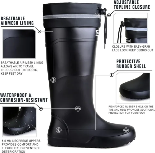 Vista 3 de YUHITYGZGS Botas de lluvia para hombre, botas de goma impermeables, botas de lluvia para hombre, botas de jardín, cómodas, ligeras, botas de lluvia