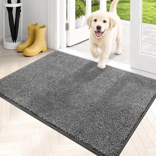 Vista 73 de PURRUGS Tapete para puerta con atrapamiento de suciedad, 20 x 31.5 pulgadas, antideslizante, lavable a máquina, tapete para puerta de perro, tapete