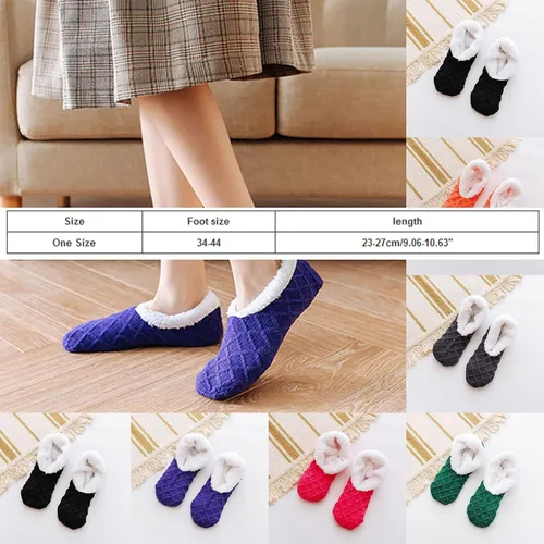 Vista 5 de Calcetines de invierno para mujer, calcetines de agarre para senderismo, térmicos, gruesos, unisex, calcetines para dormir