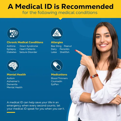 Vista 4 de Pulseras médicas para hombres y mujeres con código QR, pulseras de identificación de alerta médica, pulsera deportiva para niños y niñas, pulsera