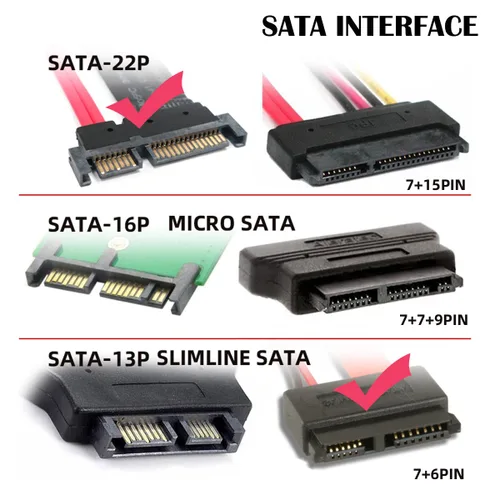 Vista 2 de chenyang SATA 22Pin macho a Slimline SATA 13 hembra portátil CD-ROM convertidor adaptador