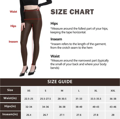 Vista 6 de HARTPOR Leggings de piel sintética para mujer, leggings de piel sintética con revestimiento de piel, elásticos, de cintura alta, pantalones de yoga
