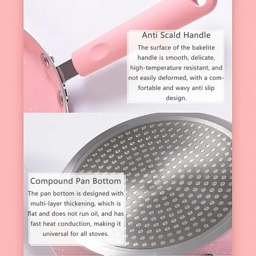 Vista 9 de JUSTUP Juego de sartenes antiadherentes, juego de 3 ollas y sartenes antiadherentes, juegos de utensilios de cocina rosa con revestimiento