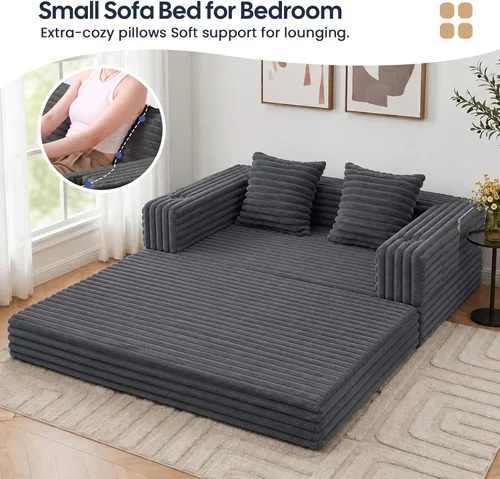 Vista 4 de COMAX Sofá cama futón, sofá cama convertible, sofás plegables sin hueso