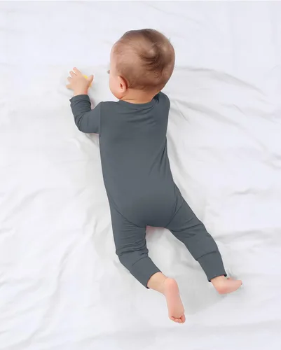 Vista 8 de GUISBY Mameluco sin pies para bebé, pijama de rayón con cremallera de 2 vías con manga larga