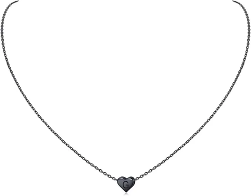 Vista 41 de ChicSilver Collares con inicial en forma de corazón de plata de ley 925 para mujer - Collar delicado con colgante de corazón personalizado y letra