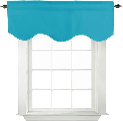Vista 39 de Turquoize - Cenefa opaca para ventanas de cocina/baño/sala de estar/dormitorio con aislamiento térmico, cenefa festoneada con bolsillo para Aqua