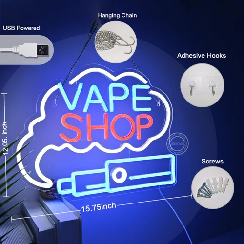 Vista 4 de Britrio VAPE Shop Letrero de neón para pared, decoración de humo, ventana de negocios, hogar, bar, oficina, dormitorio, cocina, cueva de hombre